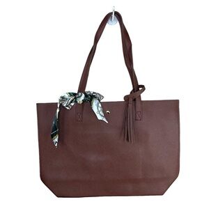 NEW Brown Faux Leather Tote Bag Purse Handbag Travel Scarf Nautical Vegan